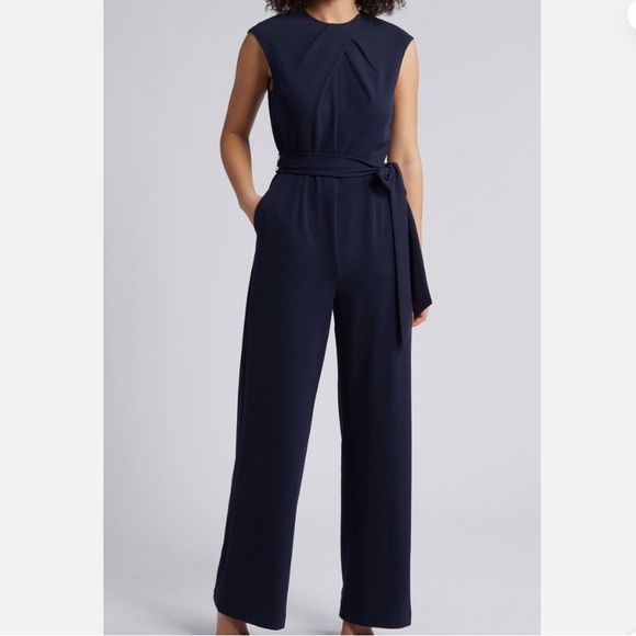 Tahari Pants - Tahari ASL Twist Neck Classic Black Sleeveless Jumpsuit NEW